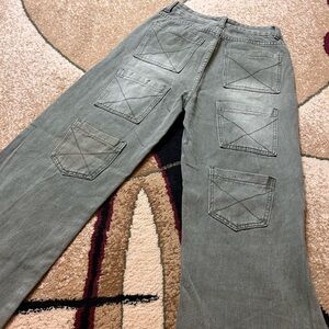 Stylish Skater Gray wash Green Cargo Pants with multiple pockets